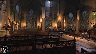 Church Night Ambience  Church Bells Wind Rain amp Thunderstorm Sounds [upl. by Enitsahc]