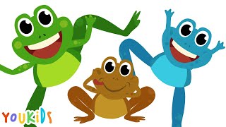 Five Little Speckled Frogs  YouKids Nursery Rhymes [upl. by Adlev]