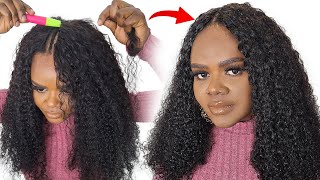 NO LEAVE OUT CURLY V PART WIG INSTALL Crochet Method For BeginnersNo Lace No Glue Alipearl hair [upl. by Quenby]