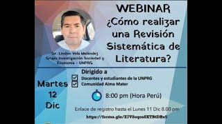 Webinar ¿COMO HACER REVISIONES SISTEMATICAS DE LITERATURA [upl. by Ellard]