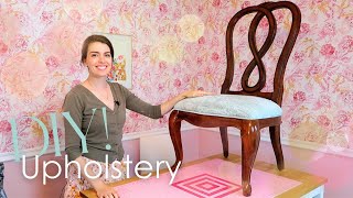 How To Reupholster a Dining Chair  Detailed Tutorial [upl. by Woothen]