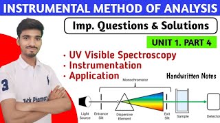 UV visible spectroscopy  Instrumentation  Application  Important questions and solutions IMA [upl. by Aelat]