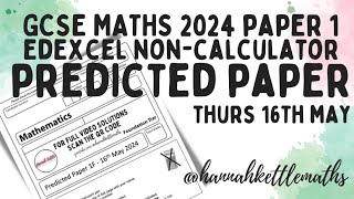 GCSE Maths Predicted Paper Edexcel Foundation NonCalculator 16th May 2024  GCSE Maths Revision [upl. by Eissirc]