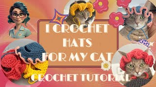 Learn how to crochet a hat for your cat or little dog  Easyfast and economic  Ruffle Hat [upl. by Shamus]