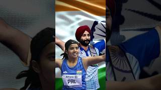 Indias Flag bearers in Paris Paralympic closing ceremony paris2024 paralympics2024 [upl. by Atnauqahs675]