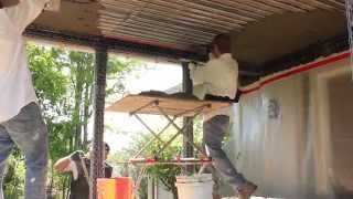 How to stucco an exterior ceiling with both coats on the same day [upl. by Ahsitruc]