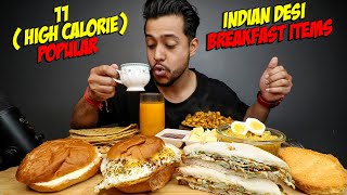 11 High Calorie North Indian Breakfast Challenge Half Fried Eggs Paneer Paratha Bun Maska Chai [upl. by Garey570]