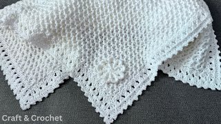 Easy amp Fast Crochet Baby BlanketCraft amp Crochet Blanket 3824  Crochet blanket  Blanket border [upl. by Thorlay]