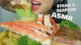 ASMR CHEESE FONDUE STEAK AND SEAFOOD KING CRAB  LOBSTER EATING SOUNDS NO TALKING  SASASMR [upl. by Naivad]