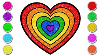 How To Draw A Glitter Rainbow Heart  Valentines Day Special  Drawing For Kids By ChikiArt [upl. by Ennyletak]