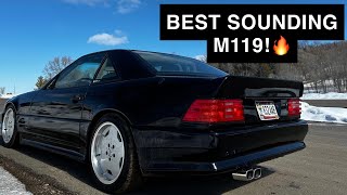 Mercedes R129 SL500 50 M119 AMG Muffler Installation amp Sound Clips [upl. by Sabanrab]