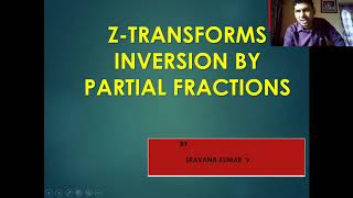 EVALUATION OF INVERSE Z TRANSFORMS USING PARTIAL FRACTIONS IN TELUGU [upl. by Vikki574]