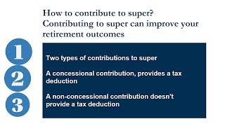 Making contributions to super  Part 1  Concessional Contributions [upl. by Kassandra]