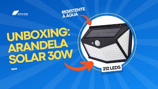 Tudo que vem na caixa da Arandela Solar 30W com IP67 212 Leds da Arco Íris Led  81694 [upl. by Dorri428]