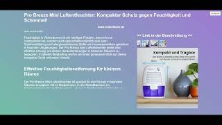 Pro Breeze Mini Luftentfeuchter Kompakter Schutz gegen Feuchtigkeit und Schimmel [upl. by Johnathon]