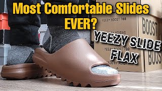 The Most Comfortable Slides Yeezy Slide quotFlaxquot Review amp On Feet [upl. by Libbna199]