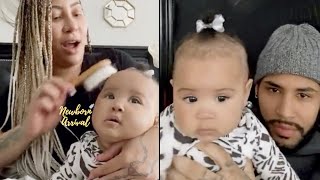 Hazel E amp Devon Wallers Daughter Ava Gets Hair Brushed By Mommy 🎀 [upl. by Inalem]