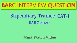 BARC INTERVIEW FOR STIPENDIARY TRAINEE CATI MECHANICAL [upl. by Annaitsirk]