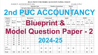 2nd PUC Accountancy Blueprint amp Model Question Paper  2  202425  PUC 2 year Commerce  Blueprint [upl. by Kreiker]