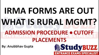 IRMA forms are out  What is Rural Management Admission process Cutoffs Placements Profile based [upl. by Aiksa]