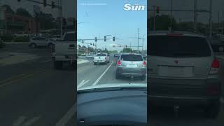 Dramatic moment truck crashes through intersection during police chase shorts [upl. by Nevile256]