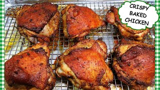 How To Make CRISPY CHICKEN in the Oven  BEGINNERS RECIPE  Oven Baked Chicken Thighs [upl. by Eednil]