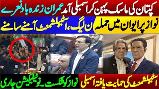 Attack on Nawaz in National Assembly  PTI members entry with Imran Khan mask [upl. by Adym260]