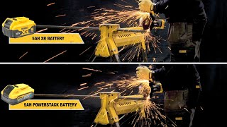 How much extra runtime can we get from this grinder using DEWALT® 5AH POWERSTACK vs XR battery [upl. by Naveb]