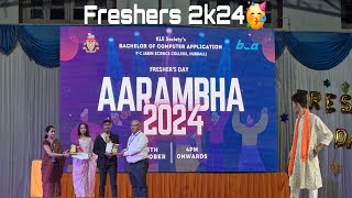 Freshers 2k24🥳❤️‍🔥  KLEs P C Jabin  BCA  Hubli [upl. by Berlin]