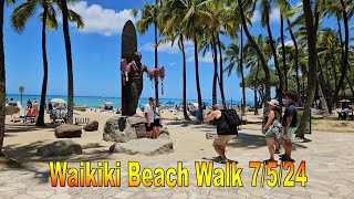 4K Waikiki Beach Walk on 7524 in Honolulu Oahu Hawaii [upl. by Attaynik]