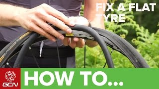 How To Fix A Flat Tyre  Fix A Road Bike Puncture [upl. by Aicilanna939]