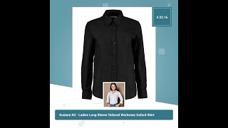 Kustom Kit  Ladies Long Sleeve Tailored Workwear Oxford Shirt [upl. by Elsey]