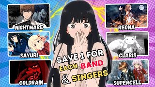 Save One ANIME SONG for Each BAND amp SINGER 🎵🔥  Anime Quiz Part 2 [upl. by Erb849]