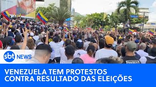 Manifestantes protestam contra a falta de transparência nas eleições venezuelanas [upl. by Razaile408]