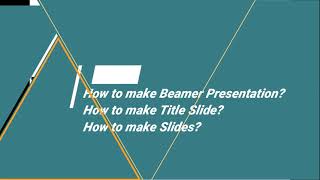 How to make beamer Presentation  How to make title Slide  presentation in Latex [upl. by Adnilreb506]