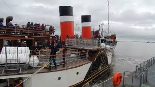 Waverley paddle steamer departing Gravesend Pier enroute for Southend and the Medway on 121024 [upl. by Bertold483]