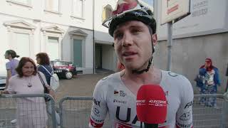 Marc Hirschi  Interview at the finish  Coppa Agostoni  Giro delle Brianze 2023 [upl. by Block341]