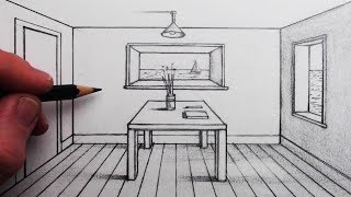 How to Draw a Room in 1Point Perspective for Beginners [upl. by Oderf]