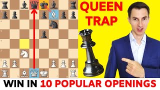 Win A Queen in 10 Popular Openings Tricks amp TRAPS to Fool Your Opponents [upl. by Saval]