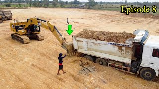 Ep8 Wonderful Show processing Dump truck 22ton Bulldozer Komatsu D65px pouring soil Flooders Ex [upl. by Nosde]