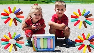 Diana and Roma draw with giant crayons [upl. by Leila]