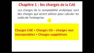 Comptabilité Analytique S3 partie 2 quot les charges de la CAE quot [upl. by Akers]