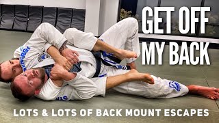 Lots of Ways to Escape Back Mount  JiuJitsu Escapes [upl. by Aihtnis965]