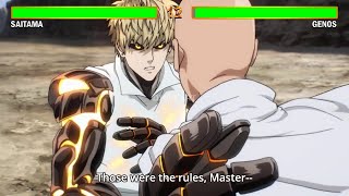 Saitama VS Genos With Healthbars  One Punch Man [upl. by Nekial]