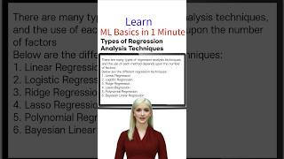 Learn ML basics in 1 Minute  Types of Regression analysis techniques [upl. by Keeler]