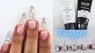 EASY POLYGEL ENCAPSULATED NAILS  DIY NAIL TUTORIAL nails glitternails tutorial [upl. by Nairrot405]