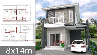 House design plan 8x14m with 2 bedrooms [upl. by Starks205]