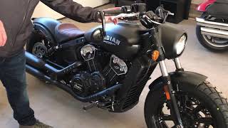 2019 Indian Scout Bobber Stock exhaust vs Roland Sands Track slip on exhaust [upl. by Kylander]