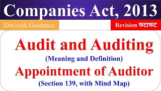 Audit Auditing Auditor Appointment of Auditor Companies Act 2013 company law mba bba bcom [upl. by Washburn]