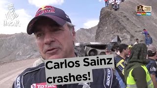 Stage 4  Top moment Carlos Sainz crashes  Dakar 2017 [upl. by Garett]